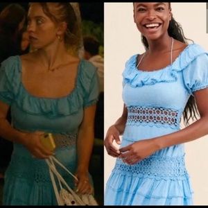 Free people blue crochet dress size 2 (small)